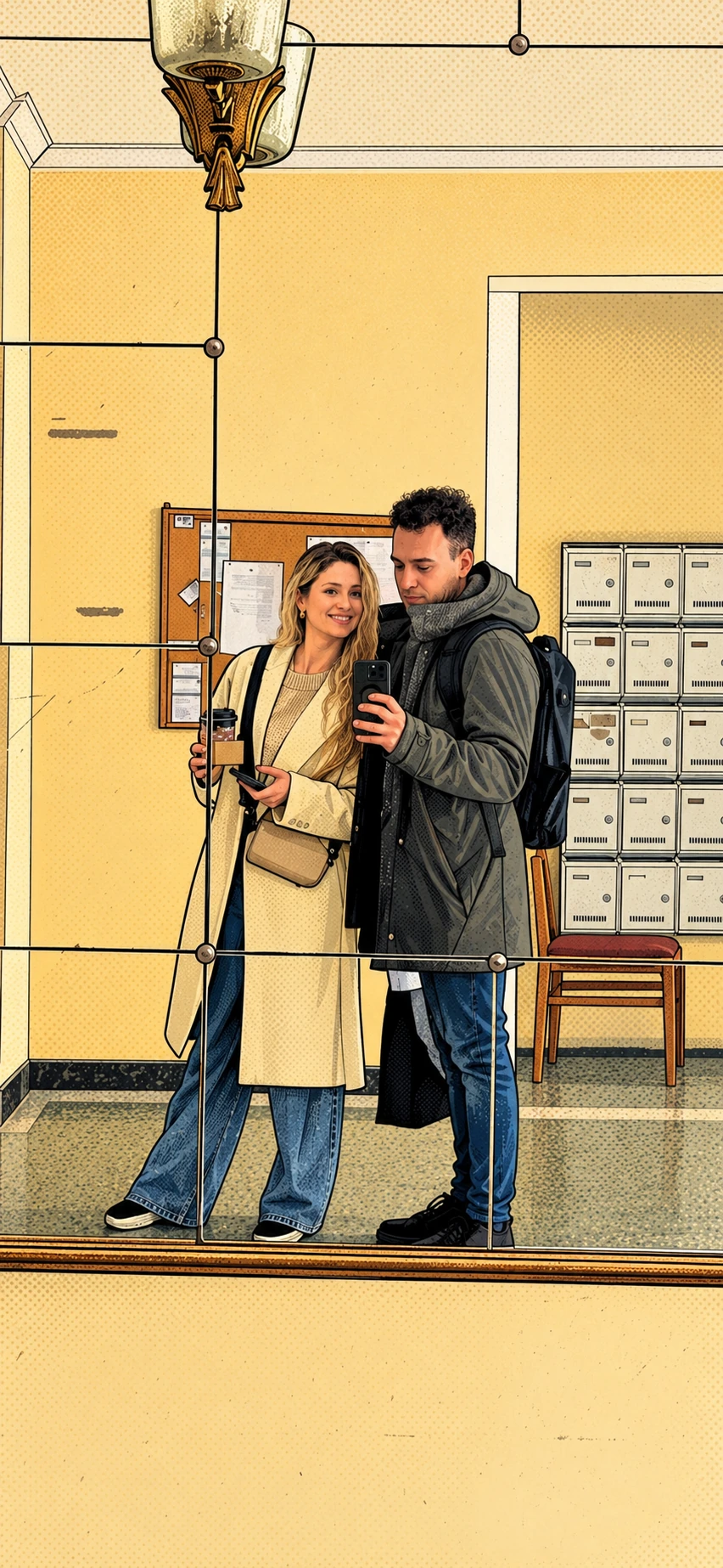 Στιγμή της ομάδας στον καθρέφτη — cartoon OCC
