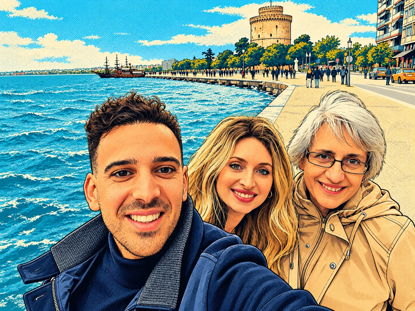 Μαζί στην παραλία της Θεσσαλονίκης — pop art